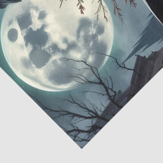 Gotische heks met maanverlichte straat en Paarse R Tissuepapier (Detail)