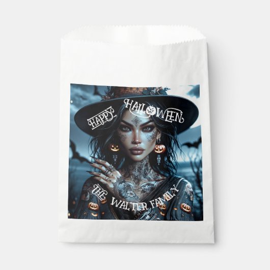  Gotische Heks met Tattoos Halloween Party Bedankzakje (Voorkant)