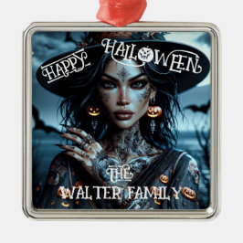  Gotische Heks met Tattoos Halloween Party Metalen Ornament