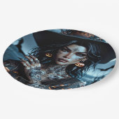 Gotische Heks met Tattoos Halloween Party Papieren Bordje (Gekanteld)