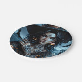  Gotische Heks met Tattoos Halloween Party Papieren Bordje (Gekanteld)