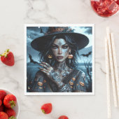 Gotische Heks met Tattoos Halloween Party Servet (Insitu)