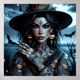 Gotische Heks met Tattoos Halloween Poster