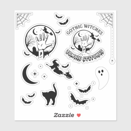 Gotische heksen Zombie Stitches Sticker Cutouts (Vel)