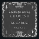 Gotische Hemelse Fantasy Zilveren Ivy Wedding Vierkante Sticker<br><div class="desc">Gotische Hemelse Fantasy Zilveren Ivy Wedding</div>