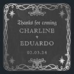 Gotische Hemelse Fantasy Zilveren Ivy Wedding Vierkante Sticker<br><div class="desc">Gotische Hemelse Fantasy Zilveren Ivy Wedding</div>