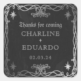 Gotische Hemelse Fantasy Zilveren Ivy Wedding Vierkante Sticker