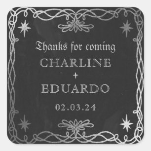 Gotische Hemelse Fantasy Zilveren Ivy Wedding Vierkante Sticker