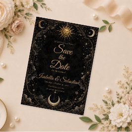 Gotische Hemelse Zon Maan Bruiloft Save The Date