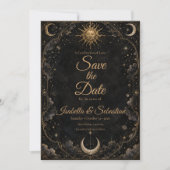 Gotische Hemelse Zon Maan Bruiloft Save The Date (Voorkant)