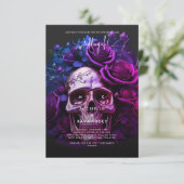 Gotische herfst bruiloft Halloween Paarse blauwe s Kaart (Staand voorkant)