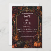 Gotische herfst pompoen bruiloft save the date (Voorkant)