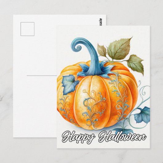 Gotische herfst pompoen illustratie briefkaart (Voorkant / Achterkant)