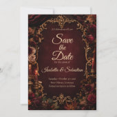 Gotische herfst romantische bruiloft save the date (Voorkant)