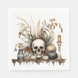 Gotische Herfst - Skull and Pampas Grass Party Servet