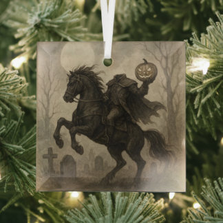 /Gotische Hoofdloze Ruiter Halloween/Herfst Glas Ornament
