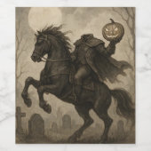 /Gotische Hoofdloze Ruiter Halloween/Herfst Wijn Etiket (Enkel label)