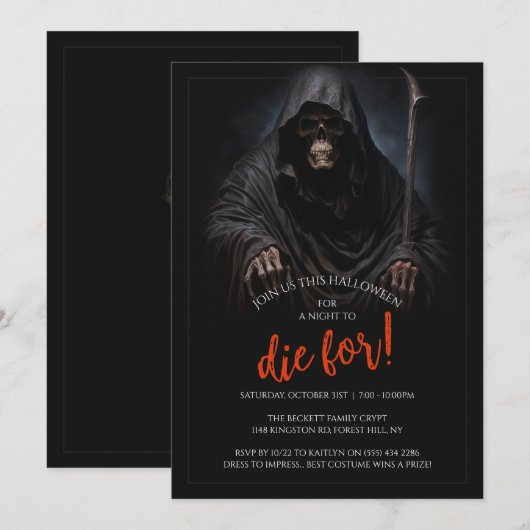 Gotische Horror Grim Reaper Troon Kaart (Voorkant / Achterkant)