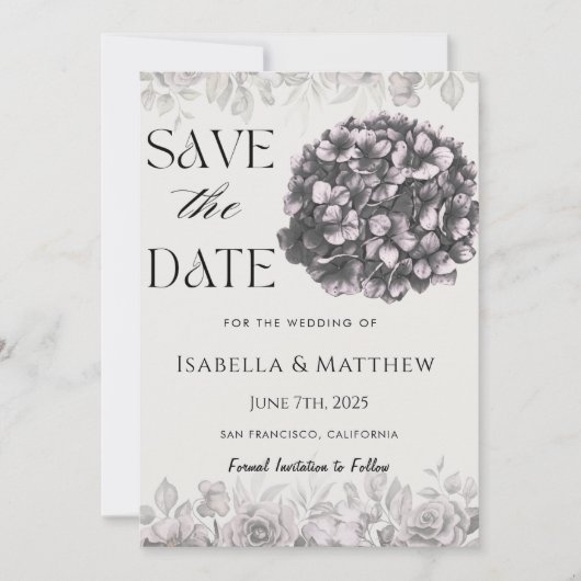 Gotische Hortensia Bloemen Trouwen Save The Date Kaart (Voorkant)