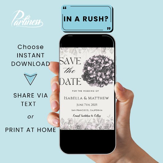 Gotische Hortensia Bloemen Trouwen Save The Date Kaart