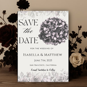 Gotische Hortensia Bloemen Trouwen Save The Date Kaart