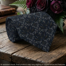 Gotische houtskool zwarte damast raven ontwerp