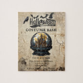 Gotische Huis in Sneeuw Wereldbol Halloween Party  Legpuzzel (Verticaal)