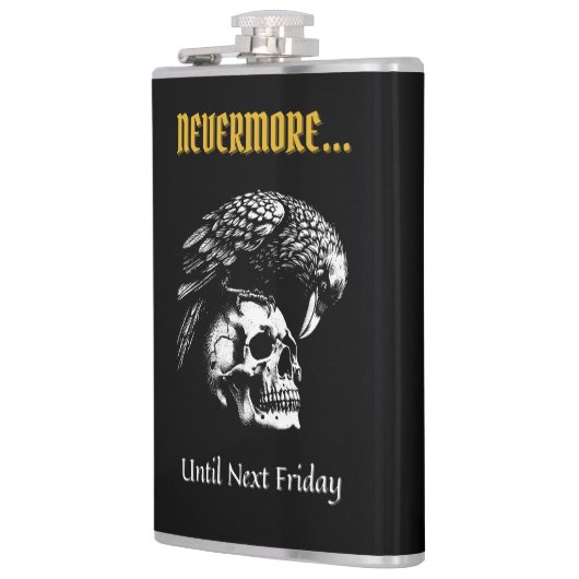 Gotische Humor met raaf en schedel Heupfles (Links)