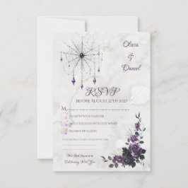 Gotische Huwelijks RSVP Kaart Bloemrijke Donkere R