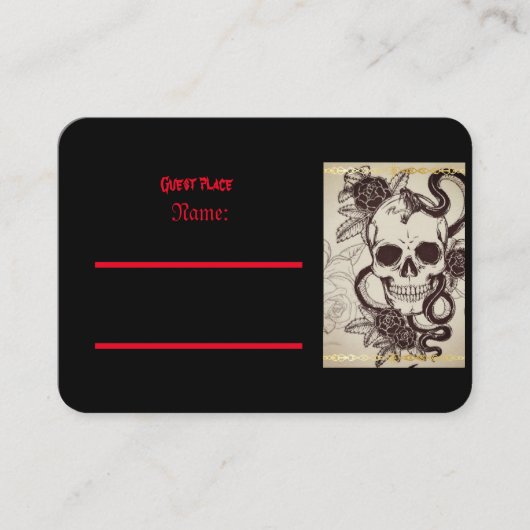 Gotische huwelijksuitnodiging plaatskaartje (Voorkant)