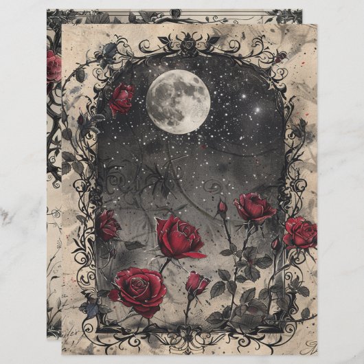 gotische junk journal pagina (Voorkant / Achterkant)