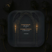 Gotische kaarslicht bruiloft raven papieren bordje