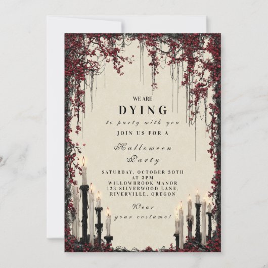 Gotische kaarslicht Halloween Soirée Kaart (Voorkant)