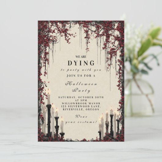 Gotische kaarslicht Halloween Soirée Kaart (Staand voorkant)