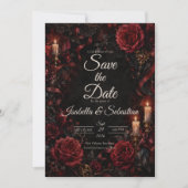Gotische Kaarsverlichte Roze Bruiloft Save The Date (Voorkant)