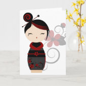Gotische Kaart Kokeshi (Gele Bloem)