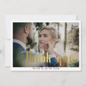 Gotische kalligrafie Monogram Elegante bruiloft fo Bedankkaart (Voorkant)