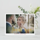 Gotische kalligrafie Monogram Elegante bruiloft fo Bedankkaart (Staand voorkant)