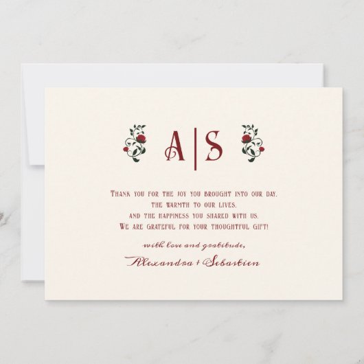 Gotische kalligrafie Monogram Elegante bruiloft fo Bedankkaart (Achterkant)