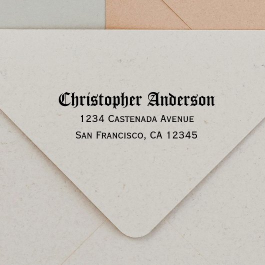 Gotische kalligrafie script retour adres zelfinktende stempel