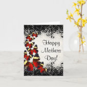 Gotische kant vlinder moederdag kaart (Gele Bloem)