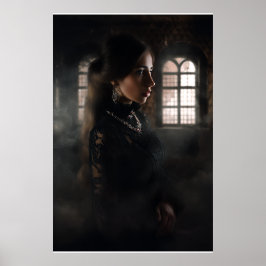 Gotische Kantlijn Vrouw Misty Stone Kamer Poster