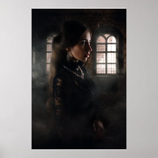 Gotische Kantlijn Vrouw Misty Stone Kamer Poster (Voorkant)