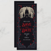 Gotische Kasteel Bloemen Bruiloft Save the Date Kaart (Voorkant / Achterkant)