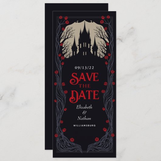 Gotische Kasteel Bloemen Bruiloft Save the Date Kaart (Voorkant / Achterkant)