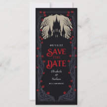 Gotische Kasteel Bloemen Bruiloft Save the Date