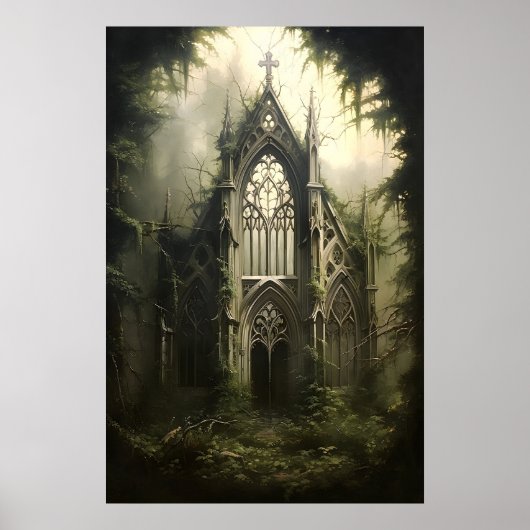Gotische Kasteel Botanische Print, Dark Academia Poster (Voorkant)