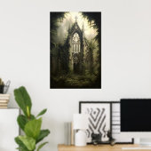 Gotische Kasteel Botanische Print, Dark Academia Poster (Thuiskantoor)