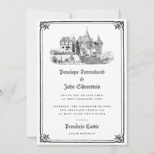 Gotische Kasteel Illustratie Grens Witte Huwelijk Kaart