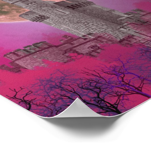 Gotische kasteel opgejaagd bos Poster (Hoek)